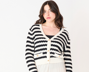 Black Tape Textured Striped Cardigan. 2527253