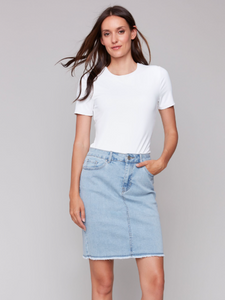 Charlie B Basic Denim Skirt. C7042T/431A     243. Bleached Blue