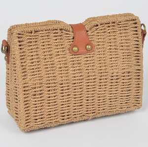 Rattan Basket Clutch W/Long Strap