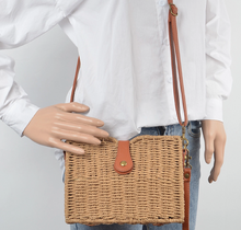 Load image into Gallery viewer, Rattan Basket Clutch W/Long Strap
