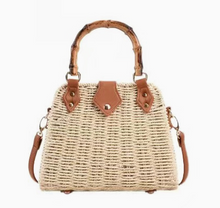 Load image into Gallery viewer, Rattan Tote Shoulder Bag with Bamboo Handle
