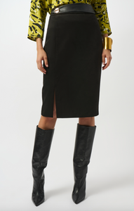 Joseph Ribkoff Scuba/ Leatherette Pencil Skirt. 253063