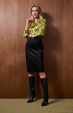 Load image into Gallery viewer, Joseph Ribkoff Scuba/ Leatherette Pencil Skirt. 253063

