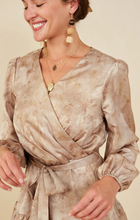 Load image into Gallery viewer, Hayden Womens Abstract Print Belted Satin Wrap Dress. HB0035
