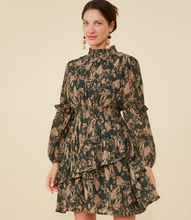 Load image into Gallery viewer, Hayden Womens Pleat Textured Antique Floral Ruffle Detail Dress. HY8898
