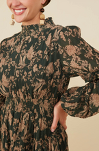 Load image into Gallery viewer, Hayden Womens Pleat Textured Antique Floral Ruffle Detail Dress. HY8898
