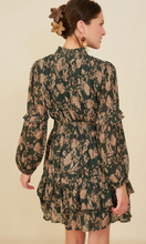 Load image into Gallery viewer, Hayden Womens Pleat Textured Antique Floral Ruffle Detail Dress. HY8898
