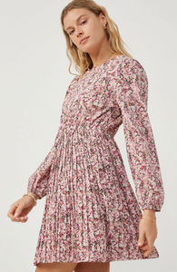 Hayden Womens Ditsy Floral Long Sleeve Pleated Skirt Dress. HY6208