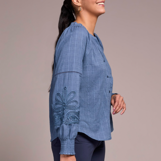 Tribal Blouse W/ Applique on Sleeve. 24080/8299