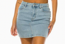 Load image into Gallery viewer, Mined Short Jean Skirt  Light Wash
