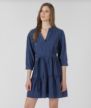 Load image into Gallery viewer, Black Tape Tiered Belted Dress 2722501 T
