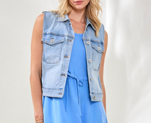 Load image into Gallery viewer, Tribal Sleeveless Denim Jacket.  6185O-2020
