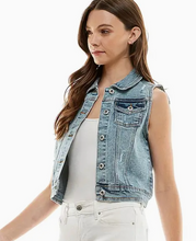 Load image into Gallery viewer, Blue Age. Casual Denim Vest with Distressed Features.
