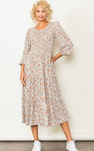 Load image into Gallery viewer, Ell Vintage Smocked Round Neck Midi Dress

