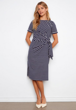 Load image into Gallery viewer, Charlie B Boat Neck Dress W/ Tie C3250/ 579C
