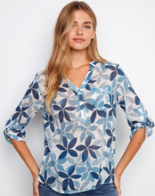 Load image into Gallery viewer, Charlie B Printed Roll Sleeve Cotton Gauze Blouse.  C4188DR/274C
