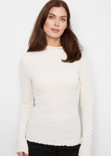 Load image into Gallery viewer, Charle B L/S Mock Neck Top W/ Lettuce Edge. C1468PK/680.  Ecru
