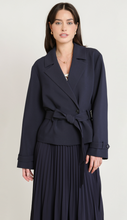 Load image into Gallery viewer, Black Tape Short Trench Coat. 2829501T. ( Navy)
