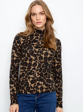 Load image into Gallery viewer, Charle B L/S Mock Neck Top. C1404RPK/764C  Leopard
