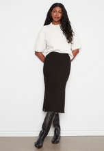 Load image into Gallery viewer, Charlie B Crepe Stretch Skirt W/front patch Pocket (BLK) C7076RR/049C.
