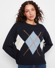 Load image into Gallery viewer, Charlie B Crew Neck Argyle Sweater. C2048/690C.   Navy
