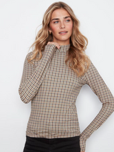 Load image into Gallery viewer, Charle B L/S Mock Neck Top. C1404RPK/764C. P413 Coffee
