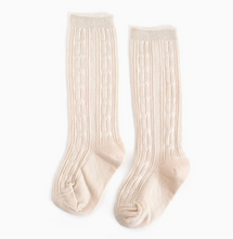 Load image into Gallery viewer, Girls Cable Knit Knee Socks. (Vanilla)
