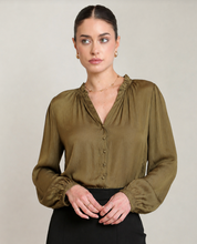Load image into Gallery viewer, Black Tape Button Front Blouse. 2823724 T
