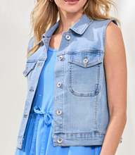 Load image into Gallery viewer, Tribal Sleeveless Denim Jacket.  6185O-2020
