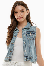 Load image into Gallery viewer, Blue Age. Casual Denim Vest with Distressed Features.
