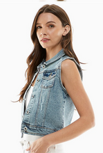 Load image into Gallery viewer, Blue Age. Casual Denim Vest with Distressed Features.
