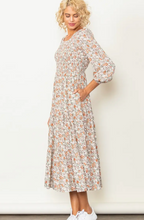 Load image into Gallery viewer, Ell Vintage Smocked Round Neck Midi Dress
