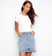 Load image into Gallery viewer, Charlie B Scalloped Hem Button Front Skort. C7079R/431A
