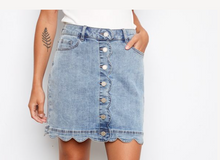 Load image into Gallery viewer, Charlie B Scalloped Hem Button Front Skort. C7079R/431A
