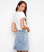 Load image into Gallery viewer, Charlie B Scalloped Hem Button Front Skort. C7079R/431A

