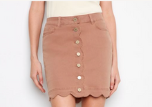 Load image into Gallery viewer, Charlie B Scalloped Hem Button Front Skort. C7079R/431A
