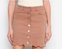 Load image into Gallery viewer, Charlie B Scalloped Hem Button Front Skort. C7079R/431A
