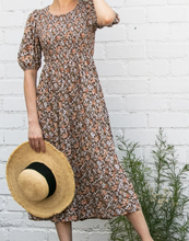 Load image into Gallery viewer, Ell Floral Puff Sleeve Dress W/Pockets. 1085
