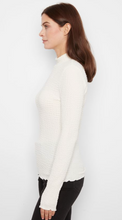 Load image into Gallery viewer, Charle B L/S Mock Neck Top W/ Lettuce Edge. C1468PK/680.  Ecru
