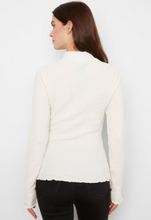 Load image into Gallery viewer, Charle B L/S Mock Neck Top W/ Lettuce Edge. C1468PK/680.  Ecru
