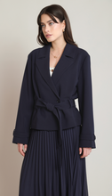 Load image into Gallery viewer, Black Tape Short Trench Coat. 2829501T. ( Navy)
