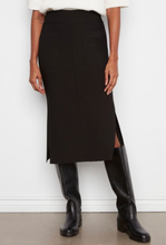 Load image into Gallery viewer, Charlie B Crepe Stretch Skirt W/front patch Pocket (BLK) C7076RR/049C.
