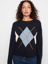 Load image into Gallery viewer, Charlie B Crew Neck Argyle Sweater. C2048/690C.   Navy
