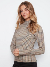 Load image into Gallery viewer, Charle B L/S Mock Neck Top. C1404RPK/764C. P413 Coffee
