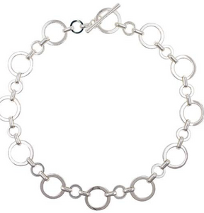 Short Silver Circle Necklace W Toggle Closure 2258