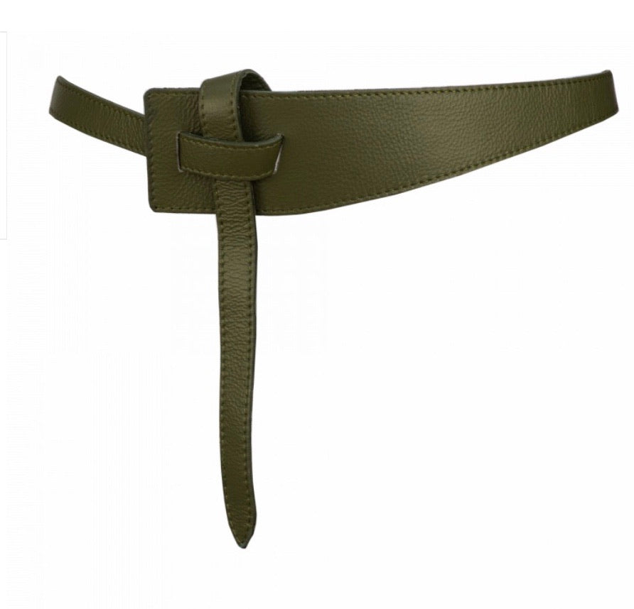 Leather Belt/Olive Green